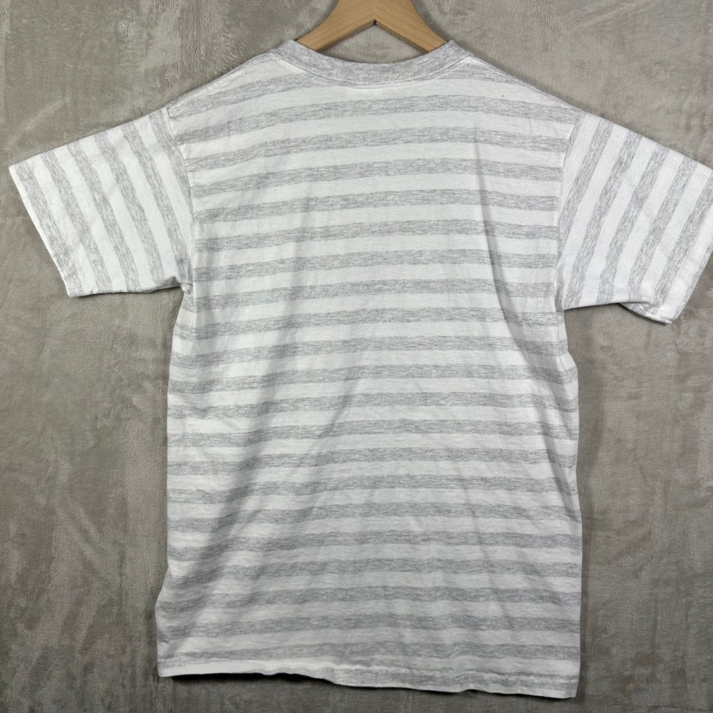 Vintage 90s Penn State Spellout Crest‎ Striped T-Shirt Mens L Made In USA Grey - Picture 8 of 8